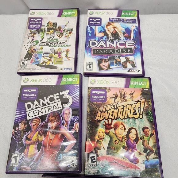 XBOX Kinect Lot of 4 Games Dance Paradise, Kinect Adventures, Dance 3 Untested - Picture 1 of 4
